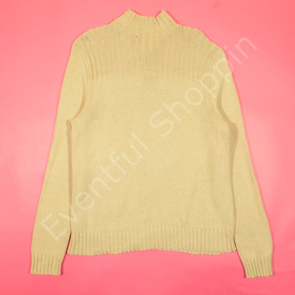 Vintage Polo Ralph Lauren Pullover Mens Large Tan Knit Linen Zip Sweater 1980s - Picture 3 of 5